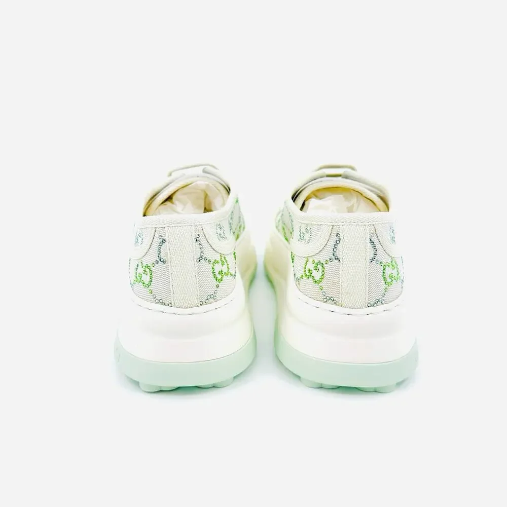 NIB Gucci Tennis 1977 EU 38 US 8 GG Crystal Platform Sneakers Cream White $1,350 - Picture 8 of 12